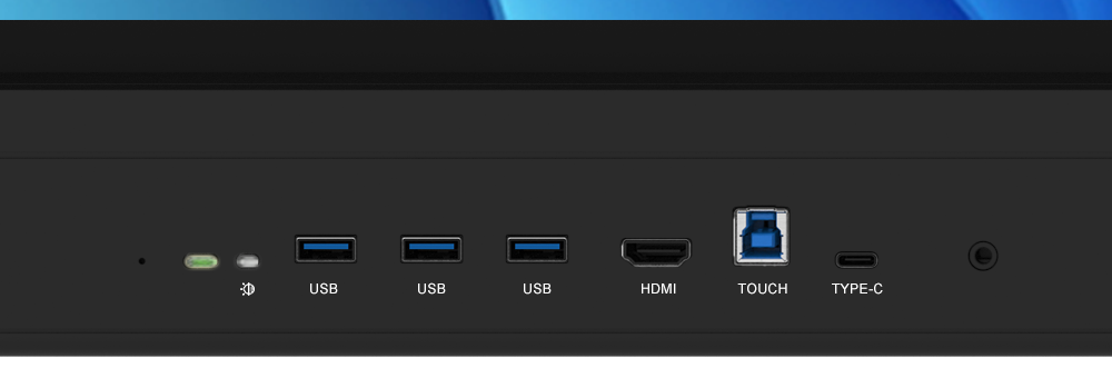 教学平板前置 USB、HDMI、TOUCH 和 Type-C 接口实图
